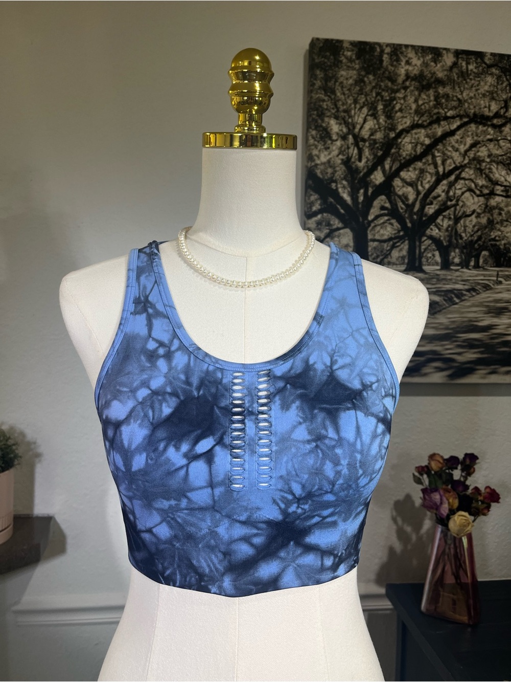 soulcycle Blue Tie-Dye lazer Cutout sports bra small 💖